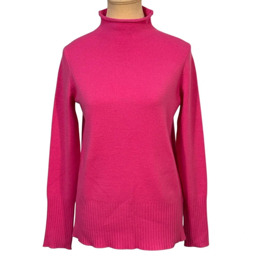 French Connection Women’s Vibrant Pink Turtleneck Sweater Size M Soft Knit EUC